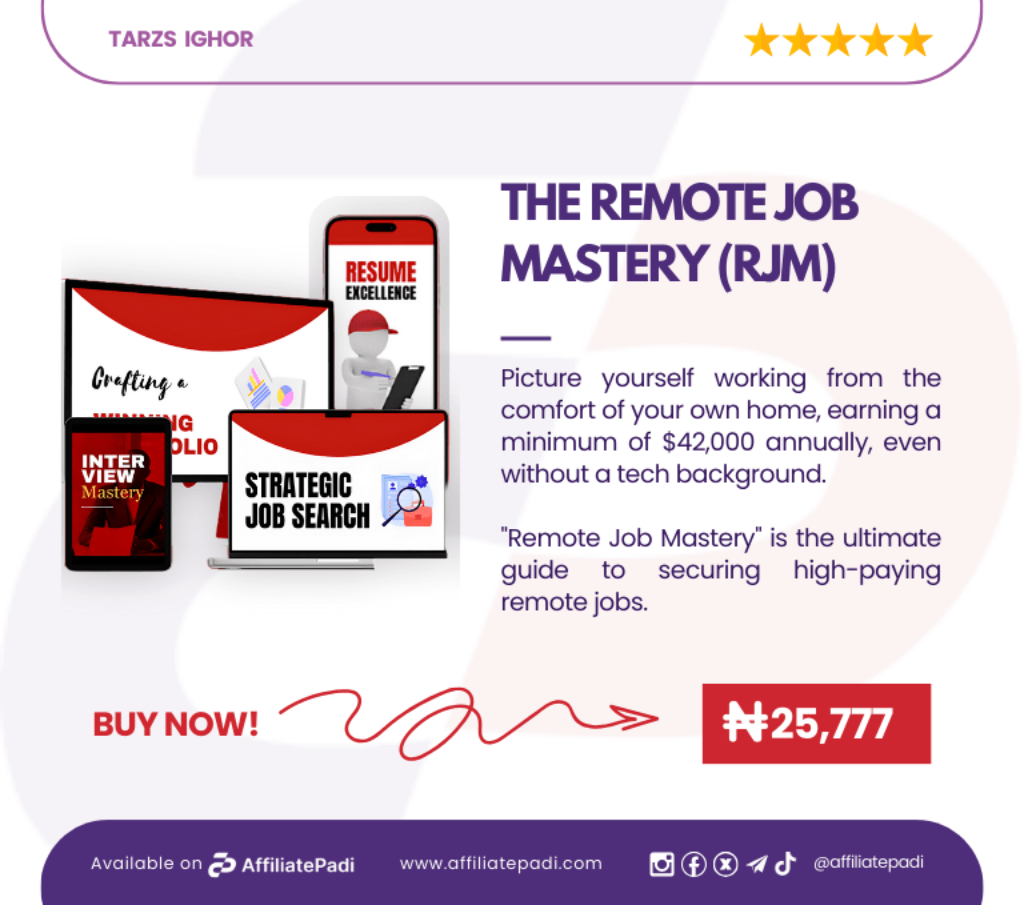 The Remote-Job-Mastery-Course is Available on Affiliate Padi