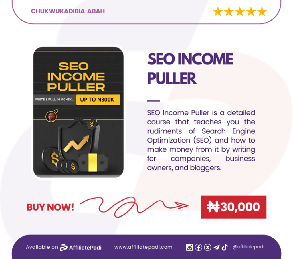 Buy SEO Income Puller on AffiliatePadi.com