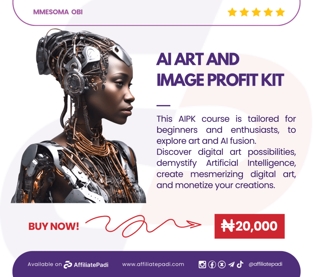 The AI Art and Image Profit Course is available on AffiliatePadi.com